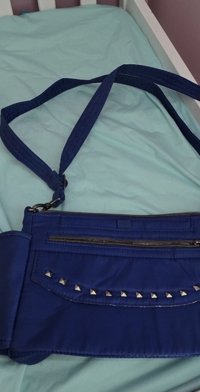 Lug Pacer Blue Crossbody Bag with Stud Accents